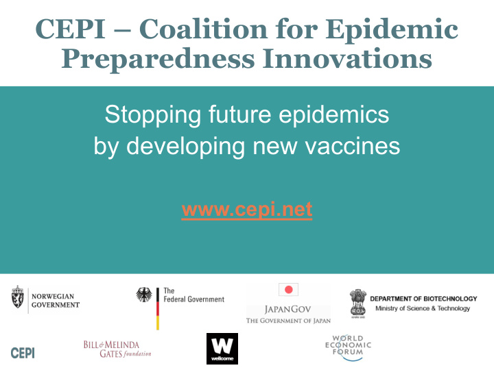 cepi coalition for epidemic preparedness innovations