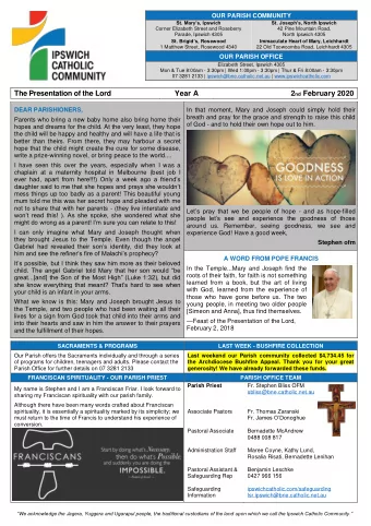 OUR PARISH COMMUNITY St. Marys, Ipswich St. Josephs, North Ipswich  Corner Elizabeth Street