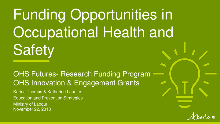 funding opportunities in occupational health and safety