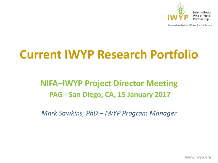 current iwyp research portfolio