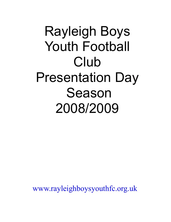 rayleigh boys youth football club presentation day season