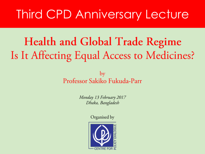 third cpd anniversary lecture