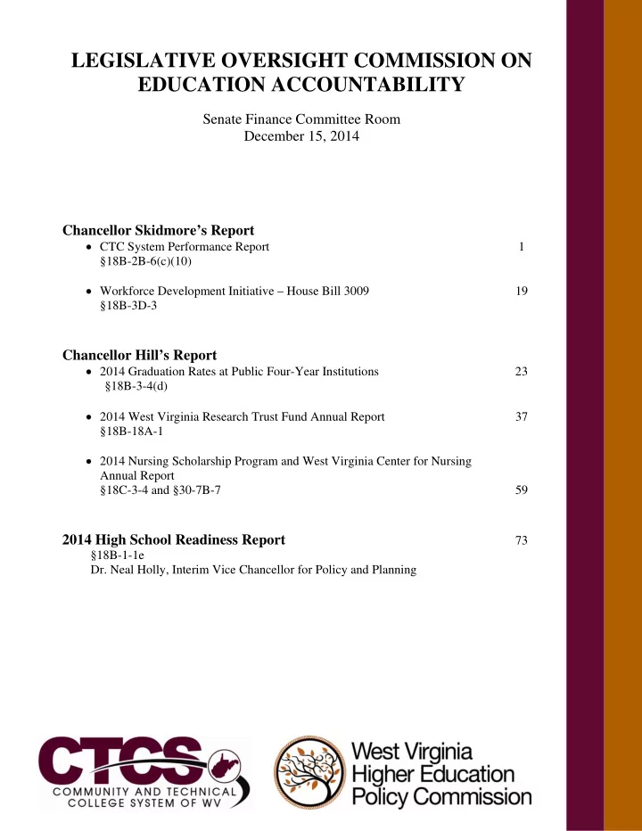 legislative oversight commission on education