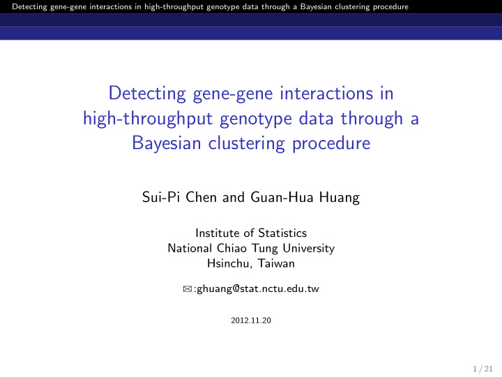 detecting gene gene interactions in high throughput