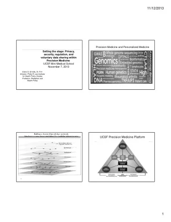 11/12/2013  Precision Medicine and Personalized Medicine  Setting the stage: Privacy,  security,