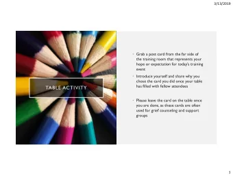 TABLE ACTIVITY  Please leave the card on the table once  you are done, as these cards are often