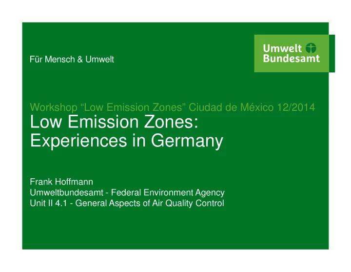 low emission zones experiences in germany experiences in