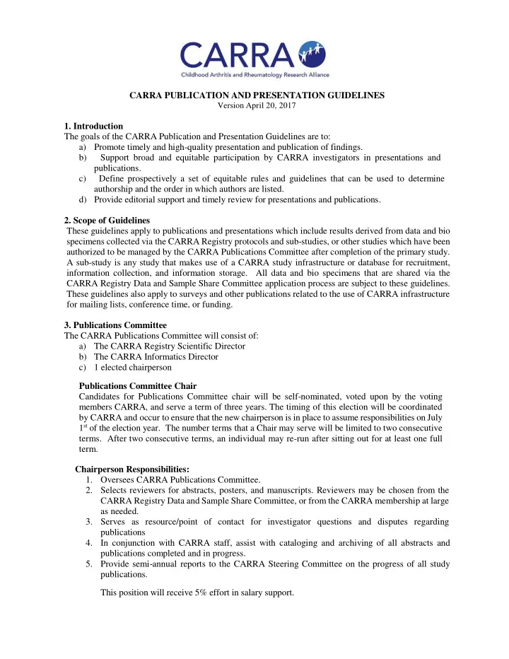 carra publication and presentation guidelines version