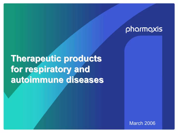 therapeutic products therapeutic products for respiratory