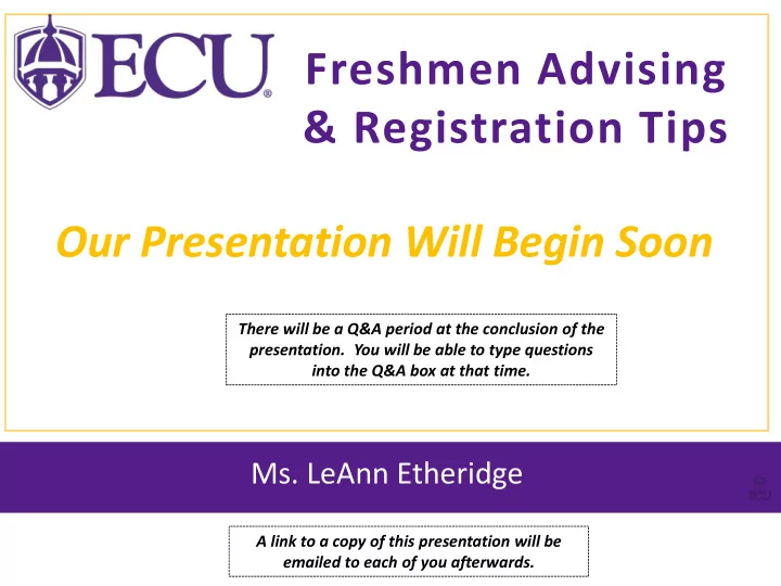 freshmen advising