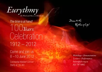 100 Year s  Celebration  1912  2012  Come and join us Workshops  Demonstrations  8 10 June