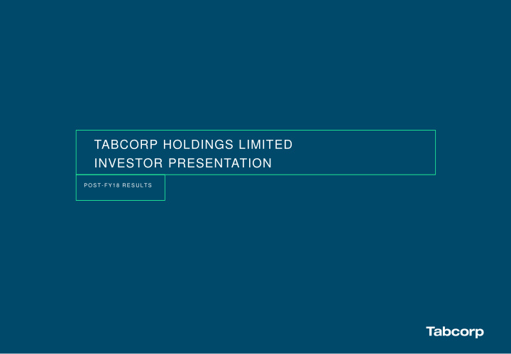 tabcorp holdings limited investor presentation