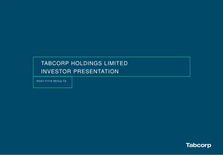 tabcorp holdings limited investor presentation