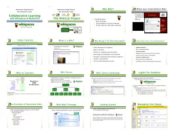 Editing Your Wiki  Adding Links on Your Wiki  Adding Images to Your Wiki  Adding Media to