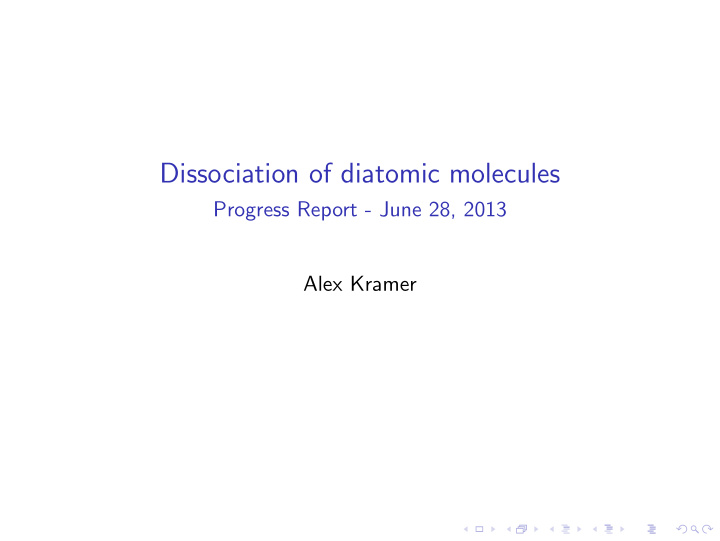 dissociation of diatomic molecules