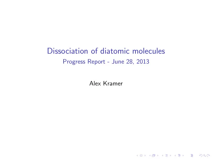 dissociation of diatomic molecules