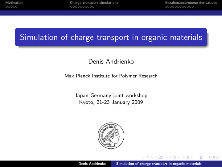 simulation of charge transport in organic materials