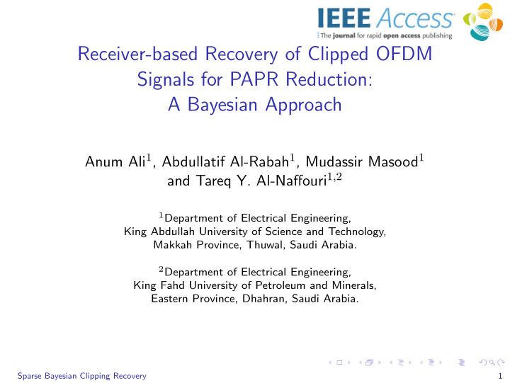 receiver based recovery of clipped ofdm signals for papr