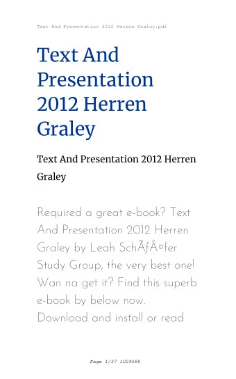 Text And  Presentation  2012 Herren  Graley  Text And Presentation 2012 Herren  Graley  Required a