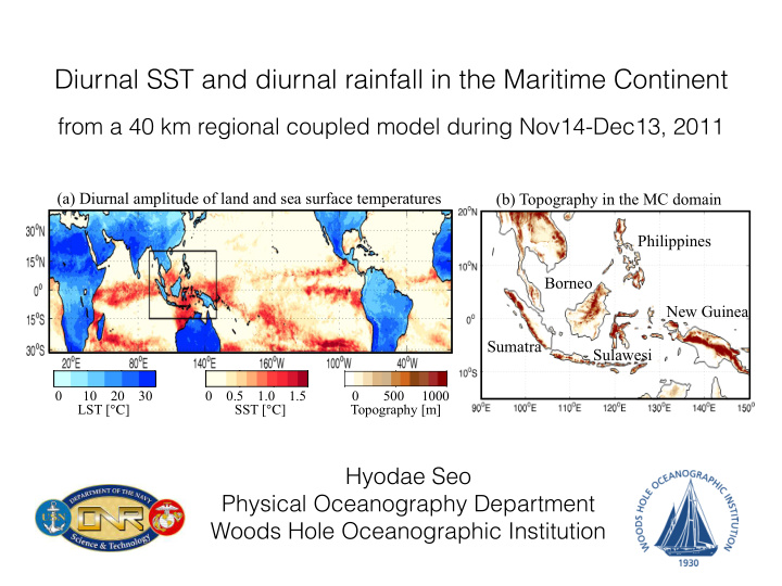 diurnal sst and diurnal rainfall in the maritime continent