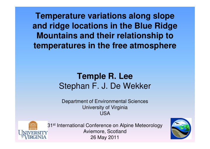temperature variations along slope and ridge locations in