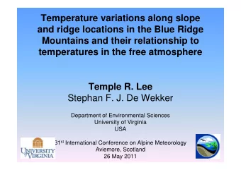 Temperature variations along slope  and ridge locations in the Blue Ridge  Mountains and their
