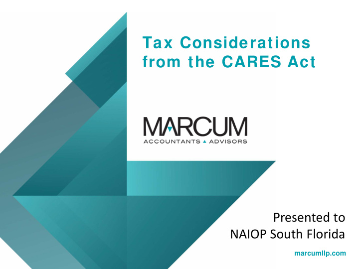 tax considerations from the cares act