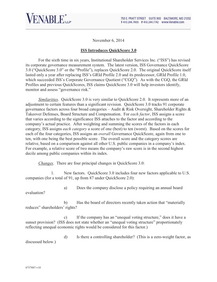 november 6 2014 iss introduces quickscore 3 0 for the
