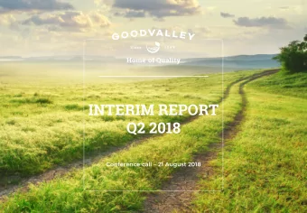 INTERIM REPORT  Q2 2018 Conference call  21 August 2018  1  Agenda  SPEAKERS  WELCOME TO