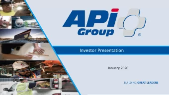 Investor Presentation  January 2020 BUILDING GREAT LEADERS BUILDING GREAT LEADERS  Disclaimer