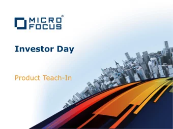 Investor Day  Product Teach-In  Safe Harbour Statement    The following presentation is being