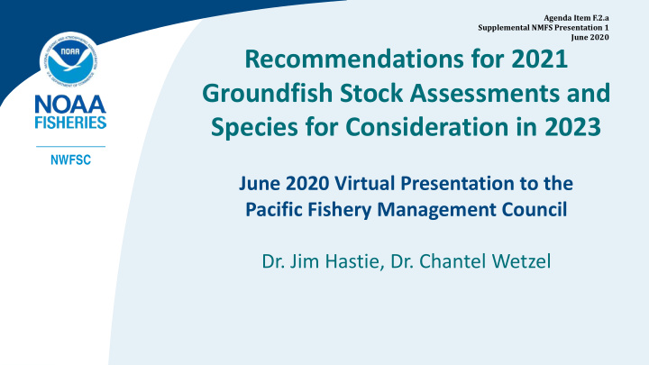 recommendations for 2021 groundfish stock assessments and