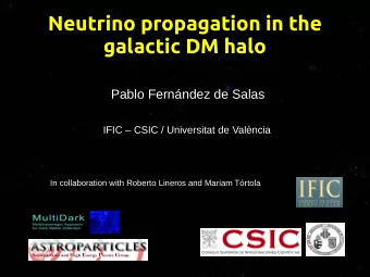 Neutrino propagation in the  galactic DM halo  Pablo Fernndez de Salas  IFIC  CSIC /