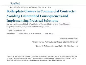 Presenting a live 90-minute webinar with interactive Q&amp;A  Boilerplate Clauses in Commercial