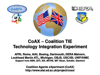 CoAX  Coalition TIE  Technology Integration Experiment  AFRL Rome, AIAI, Boeing, Dartmouth, DERA