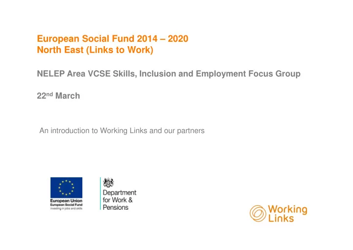 european social fund 2014 2020 north east links to work