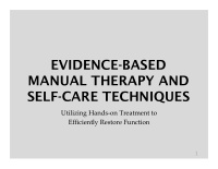 evidence based manual therapy and self care techniques