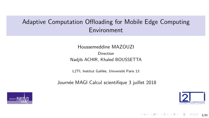 adaptive computation offloading for mobile edge computing