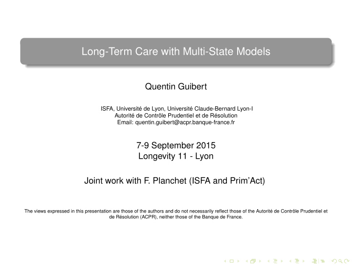long term care with multi state models