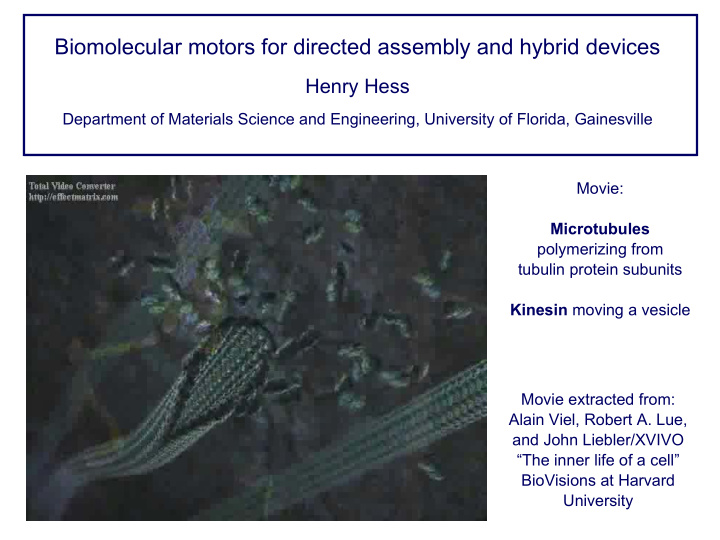 biomolecular motors for directed assembly and hybrid