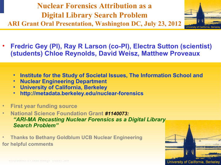 nuclear forensics attribution as a digital library search