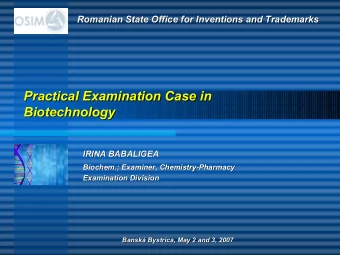 Practical Examination Case in  in  Practical Examination Case  Biotechnology  Biotechnology  IRINA