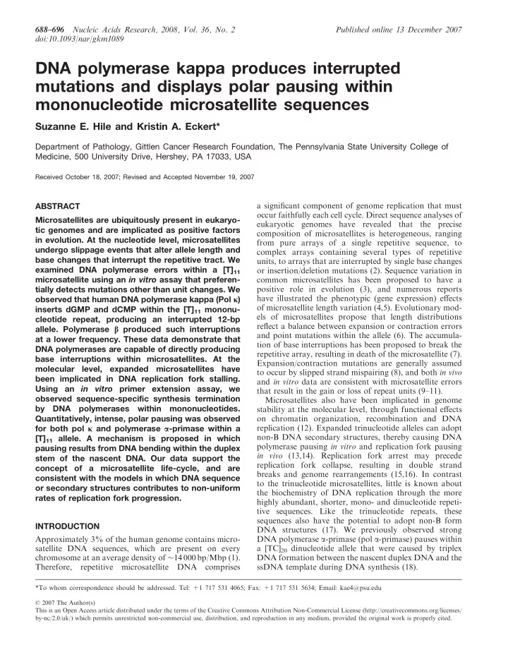 dna polymerase kappa produces interrupted mutations and