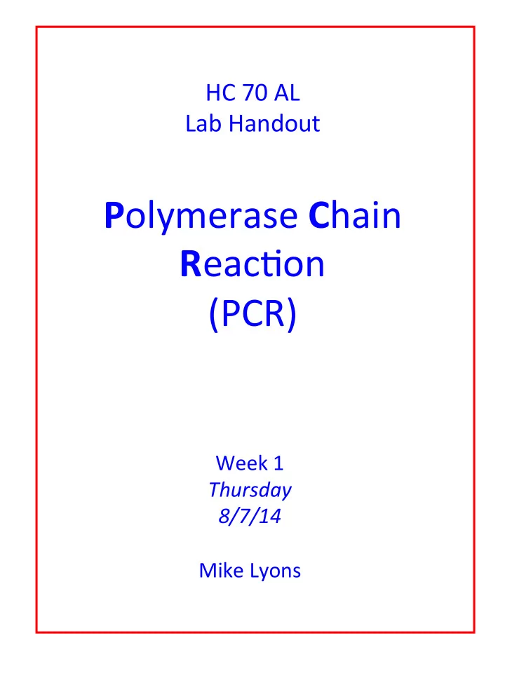 p olymerase c hain r eac8on pcr