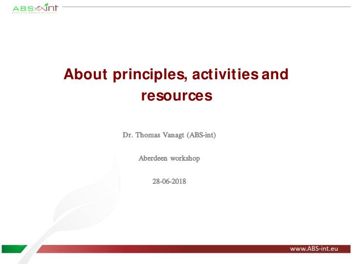 about principles activities and resources