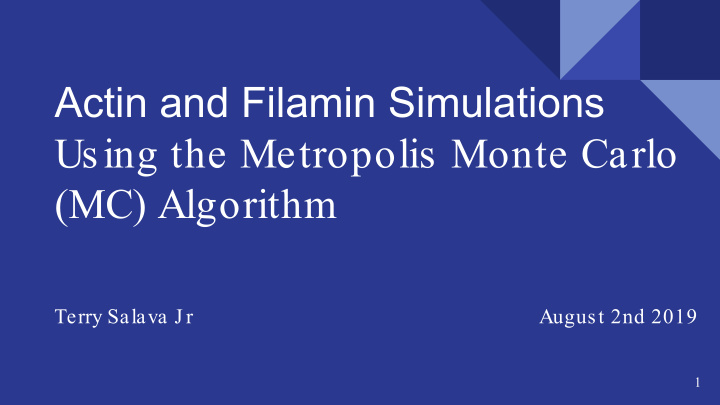 actin and filamin simulations using the metropolis monte