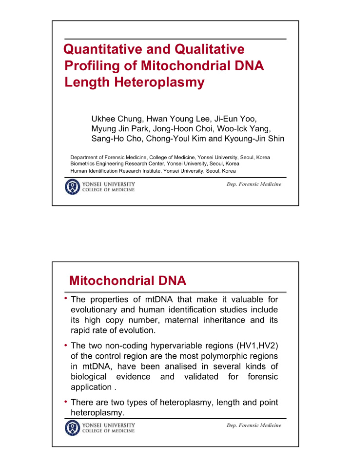 quantitative and qualitative profiling of mitochondrial