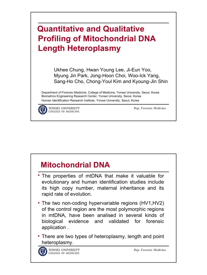quantitative and qualitative profiling of mitochondrial