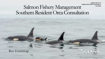 Salmon Fishery Management  Supplemental Public Presentation 1  June 2019  Southern Resident Orca