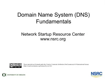 Domain Name System (DNS)  Fundamentals  Network Startup Resource Center  www.nsrc.org  These